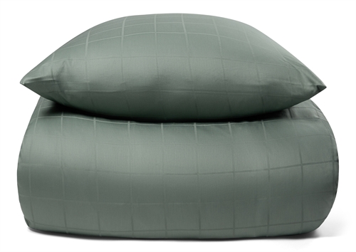 Sengetøj 140x200 cm - Blødt, jacquardvævet bomuldssatin - Check grøn - By Night sengesæt