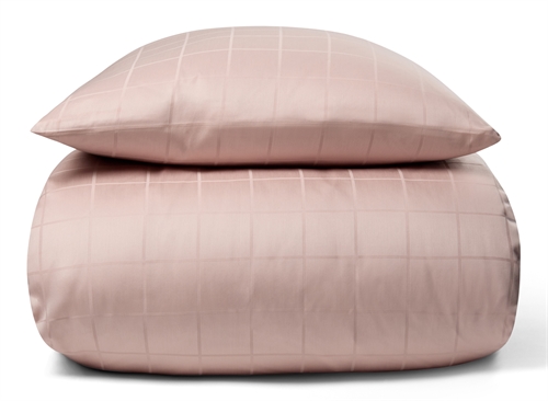 Sengetøj til king size dyne 240x220 cm - Blødt, jacquardvævet bomuldssatin - Check rosa - By Night sengesæt