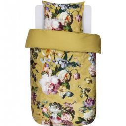 Blomstret sengetøj - Fleur golden yellow - Vendbart sengesæt - 100% bomuldssatin - Essenza sengelinned