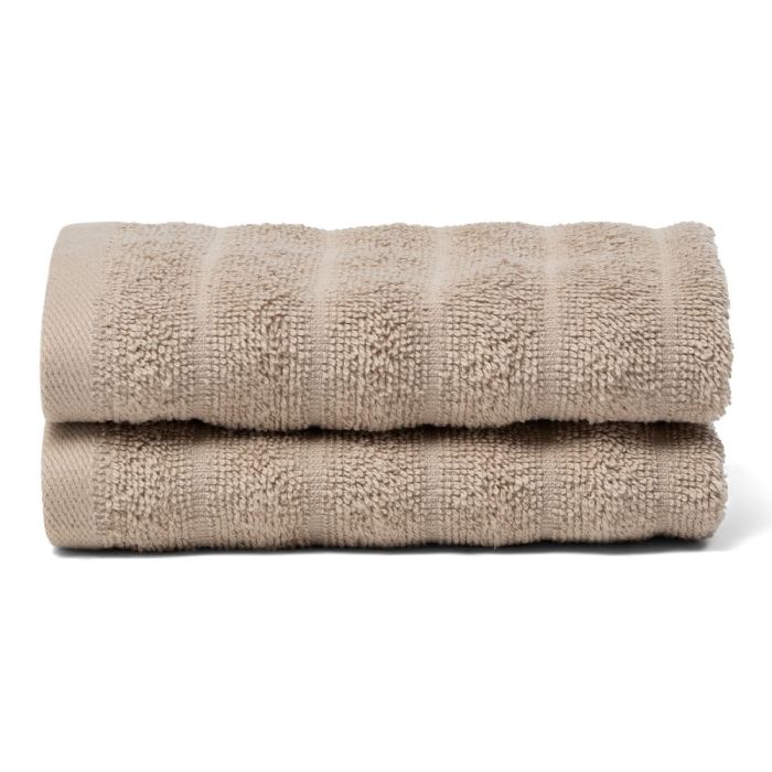 Gæstehåndklæder 2 stk. i 100% kæmmet bomuld - Bløde sand farvet håndklæder 30x50 cm fra Borg Living