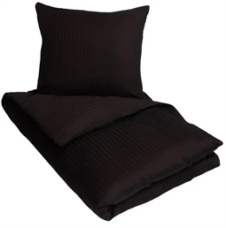 Junior sengetøj - Bomuldssatin - Stribet sort - 100x140 cm
