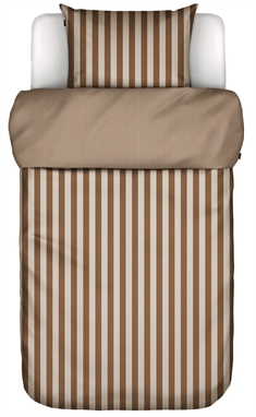 Marc O'Polo sengetøj - 100% Enzymvasket bomulds sengesæt - 140x200 cm - Classic Stripe Toffee Brown  sengelinned 