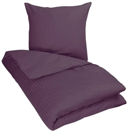 Stribet sengetøj 240x220 cm - Mørke lilla - Jacquardvævet - King size - 100% bomuldssatin sengetøj