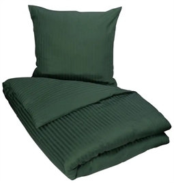 Grønt sengetøj 140x200 cm - Stribet sengetøj - 100% Bomuldssatin
