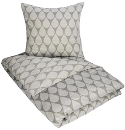 Sengetøj 150x210 cm - Dråber grå - Mønstret sengesæt - 100% Bomuldssatin sengetøj - By Night