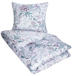 Lavendel sengetøj 240x220 cm - Butterfly - Blomstret sengetøj - King size - 100% Bomuldssatin sengetøj