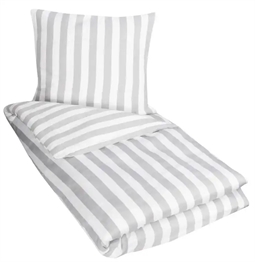 Dobbelt sengetøj 200x200 cm - Nordic Stripe Grey - Grå og Hvid - 100% Bomuldssatin 