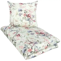 Dobbeltdyne sengetøj 200x220 cm - Mint flower - Vendbar dobbeltdyne betræk - 100% Bomuldssatin - Excellent By Borg