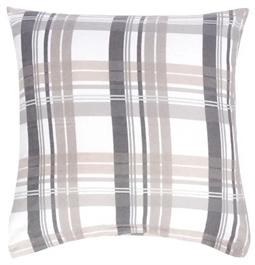 Pudebetræk 60x63 cm - Check Grey - Grå - 100% Bomuldsflonel