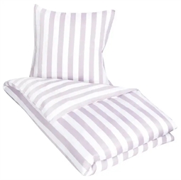 Sengetøj dobbeltdyne 200x220 cm - Lilla og hvidstribet sengesæt - 100% Bomuldssatin sengetøj - Nordic Stripe