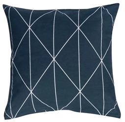 Pudebetræk 60x63 cm - Graphic - Mørkeblå - 100% Bomuld