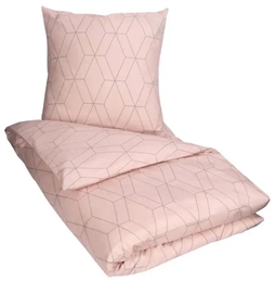 Sengetøj 240x220 cm - Geometric sengesæt - Rosa - Sengelinned i 100% Bomuld - King size