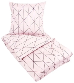 Kingsize sengetøj 240x220 cm - Harlequin rose - Lyserød - 100% Bomuldssatin 