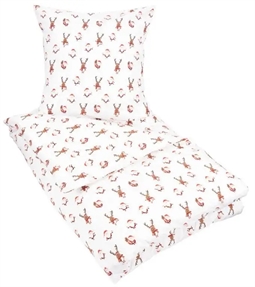 Baby sengetøj 70x100 cm - Hvid med julemotiv - 100% Bomuld