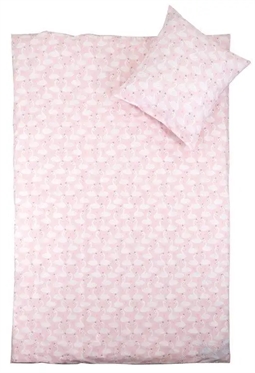 Baby sengetøj 70x100 cm - Lyserød med svaner - 100% Bomulds sengetøj - By Night