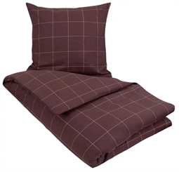 Dobbelt sengetøj 200x220 cm - Check - Bordeaux - 100% Bomuld