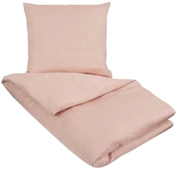 Sengetøj til dobbeltdyner - 200x200 cm - Check rosa - 100% Bomuldssatin - By Night sengesæt