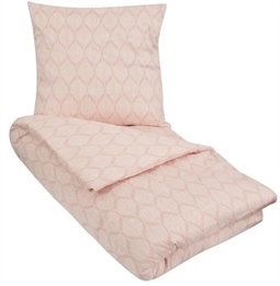 Lyserødt sengetøj - 140x220 cm - Leaves Rose sengesæt i 100% Økologisk Bomuldssatin - By Night sengelinned