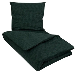 Dobbeltdyne Sengetøj 200x200 cm - Square Green - Sengelinned i 100% Økologisk Bomuldssatin - By Night dobbeltdyne betræk