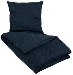 Dobbelt sengetøj 240x220 cm - Square blue - Dobbelt dynebetræk - 100% Økologisk sengetøj - King size
