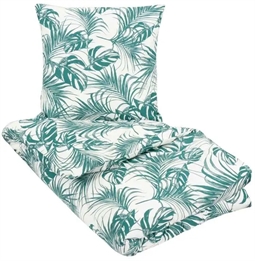 Sengetøj 200x220 cm - Leaves Green - Dobbelt dynebetræk i 100% Bomuld - Borg Living sengelinned