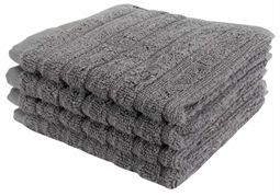 Vaskeklud - 30x30 cm - 4-pak - Grå - 100% Bomuld - Vaskeklude fra By Borg