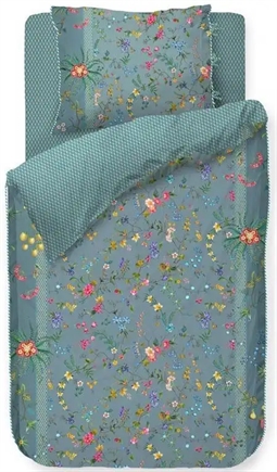 Blomstret sengetøj - Petites Fleurs Blue - Sengesæt med 2 i 1 design - 100% bomuld - Pip Studio sengetøj