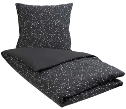 Sengetøj 200x220 cm - Zodiac black - Stjernebillede - Dobbelt dynebetræk i 100% Bomuld - Borg Living