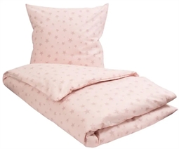 Sengetøj 140x220 cm - Rosa sengetøj med stjerner - Sengelinned i 100% Bomuld - Borg Living sengesæt