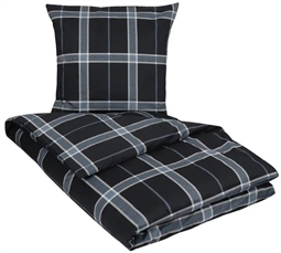 King size sengetøj 240x220 - Big check blue - Dobbelt sengetøj - 100% Bomuldssatin - By Night