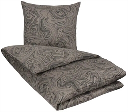 Sengetøj dobbeltdyne 200x220 cm - Marble dark grey - Gråt sengetøj i 100% Bomuldssatin - By Night sengelinned