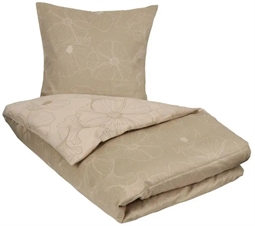 Dobbelt dynebetræk 200x220 cm - Big flower sand - 100% Bomuldssatin - 2 i 1 design - By Night sengetøj