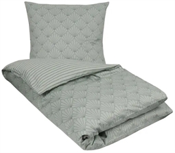 Sengetøj 150x210 cm - Fan green - Bomuldssatin sengetøj - 2 i 1 design - By Night sengesæt 