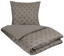 Sengetøj - Vendbart design i 100% Bomuldssatin - Fan grey - Sengesæt fra By Night