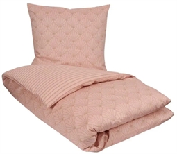 Sengetøj 200x220 cm - Fan peach - Dobbelt sengetøj i 100% Bomuldssatin - 2 i 1 design - By Night sengesæt