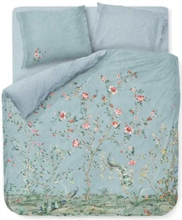 Dobbeltdyne sengetøj 200x200 cm - Okinawa blue - Blomstret sengetøj - 2 i 1 design - 100% bomuld - Pip Studio