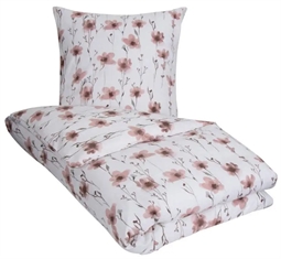 Flonel sengetøj - 140x200 cm - Flower Rose - 100% bomuldsflonel - By Night sengesæt 