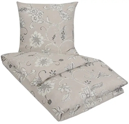 Blomstret sengetøj - 140x200 cm - Diana gråt sengesæt - Nordstrand Home - Sengebetræk i 100% bomuld 