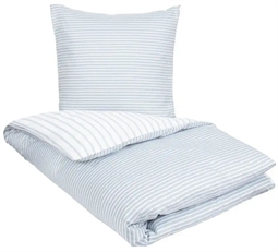 Sengetøj 240x220 - Kingsize sengetøj - 100% Bomuldssatin - Narrow lines blue - 2 i 1 design