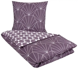 Bomuldssatin sengetøj - 150x210 cm - Vendbart sengesæt - Hexagon blomme - By Night sengetøj