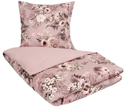 Blomstret sengetøj - 140x220 cm - Flowers & Dots - Lavendel - Vendbar dynebetræk - By Night sengelinned