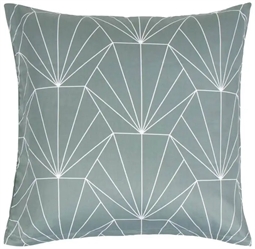 Pudebetræk 60x63 cm - Hexagon støvet grøn - 100% Bomuldssatin 