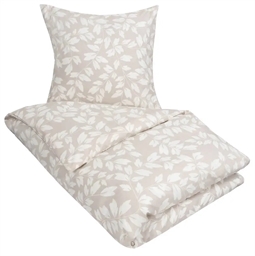 Sengetøj dobbeltdyne 200x220 cm - Azure grå med hvide blade - In Style microfiber sengesæt