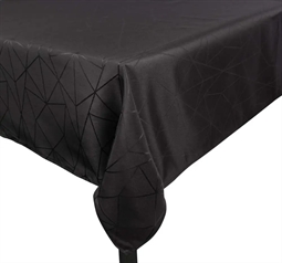 Borddug - 140x320 cm - Jacquard dug med geometrisk mønster i sort - Eksklusiv festdug