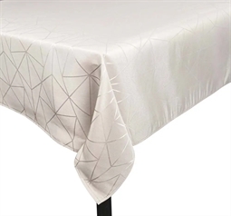 Borddug - 140x320 cm - Jacquard dug med geometrisk mønster - Sandfarvet - Eksklusiv festdug