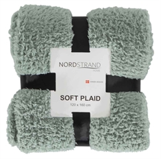 Plaid i teddy fleece - 120x160 cm - Støvet grøn - Blødt tæppe fra Nordstrand