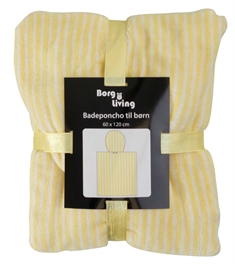 Badeponcho - Børnehåndklæde - Stribet gul - 60x120 cm - 100% Bomuld