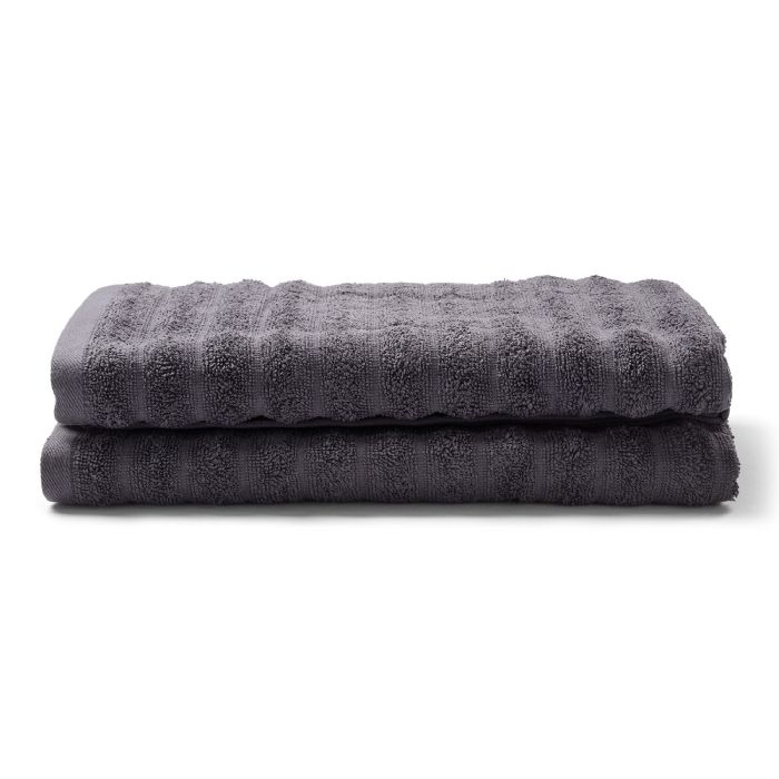 Badehåndklæder 2 stk. i 100% kæmmet bomuld - Bløde mørkegrå håndklæder 70x140 cm fra Borg Living