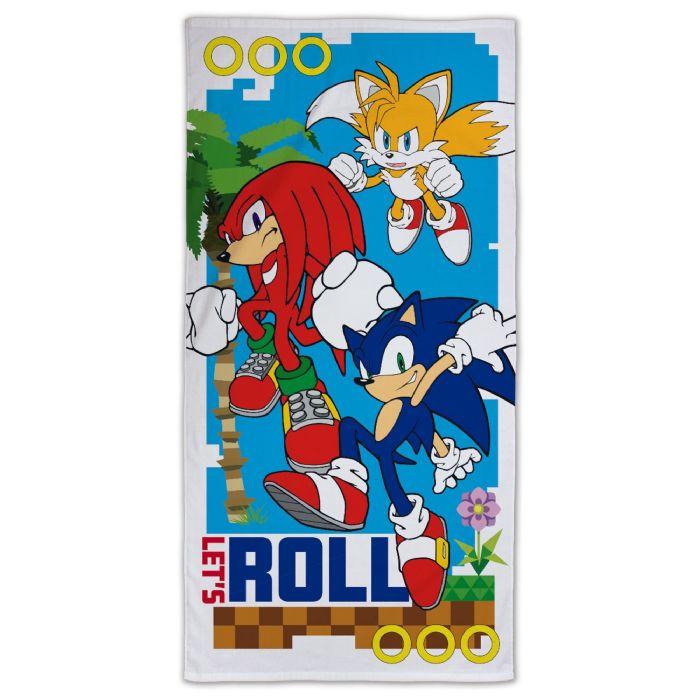 Sonic håndklæde - 70x140 cm - 100% bomuld - Blødt badehåndklæde med Sonic The Hedgehog