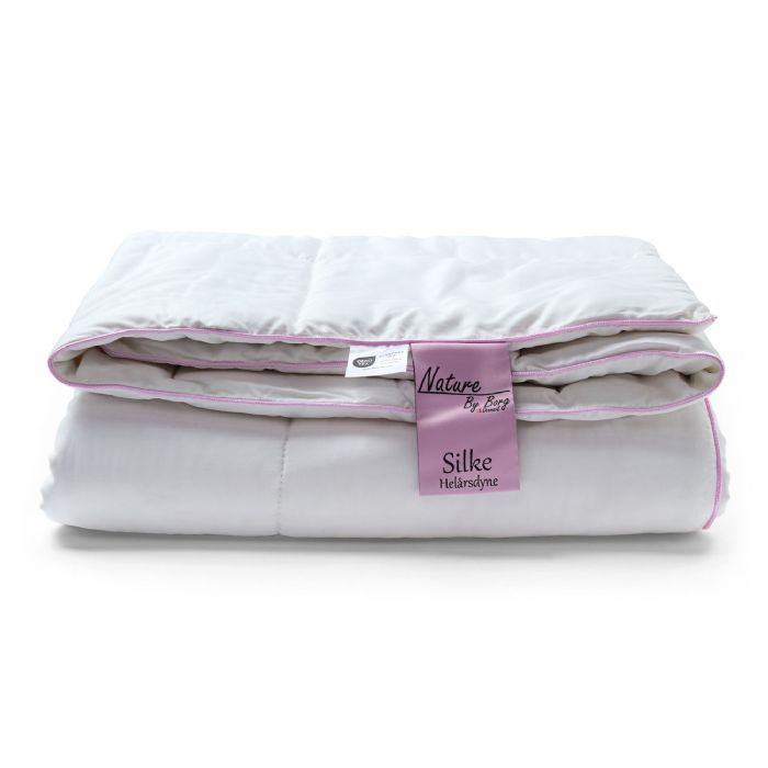 Silkedyne med 100% Mulberry silkefyld - 150x210 cm - Helårsdyne med blødt bambusbolster - Nature By Borg dyne 